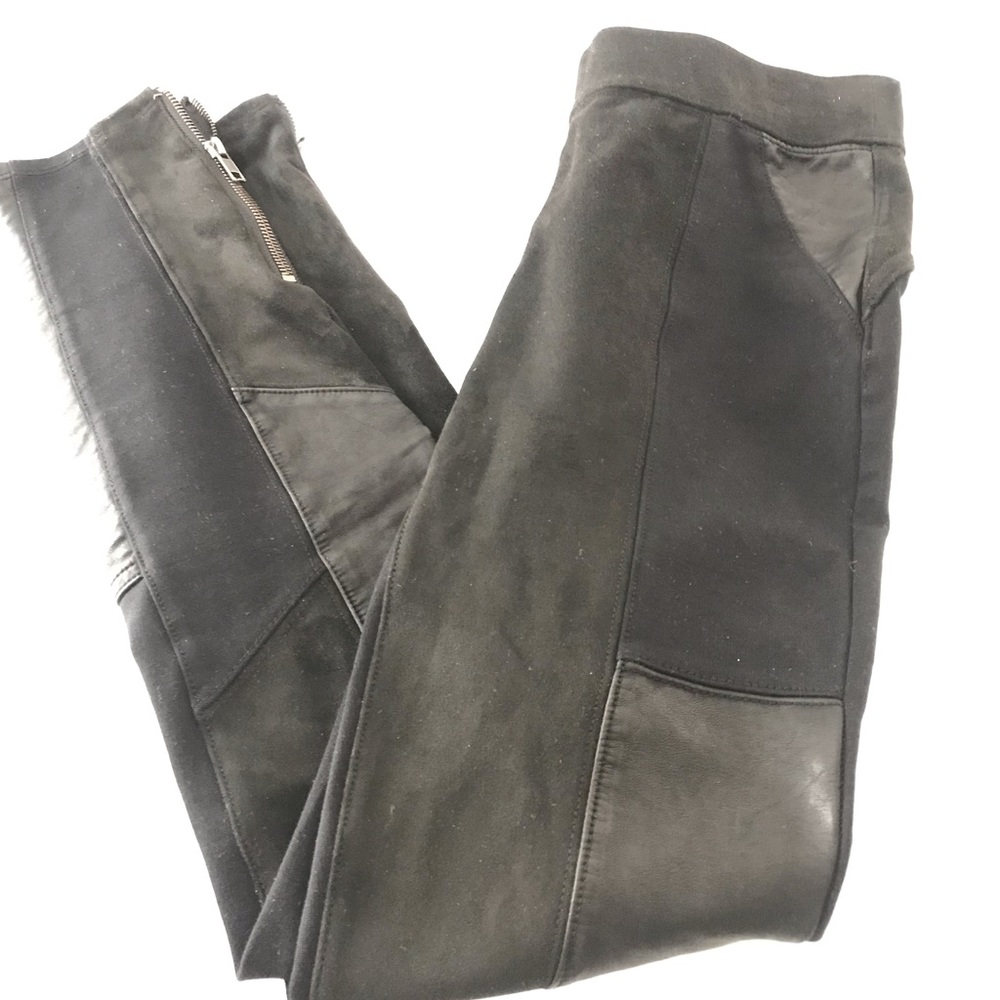Black Leather/Suede Patchwork leggings